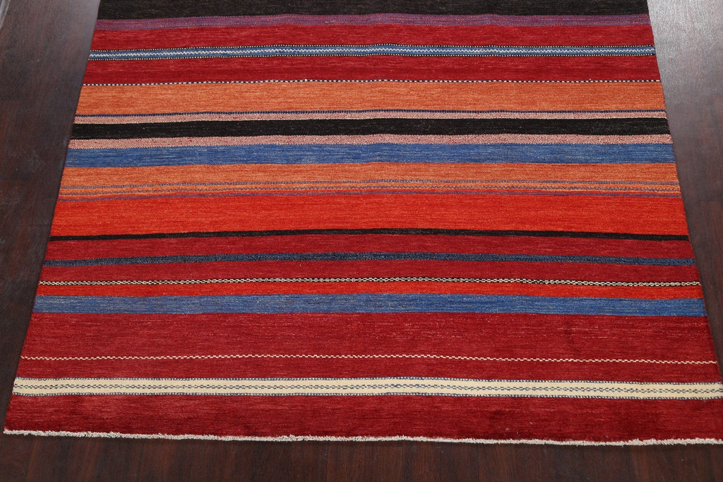 Modern Stripe Gabbeh Kashkoli Oriental Area Rug 8x10