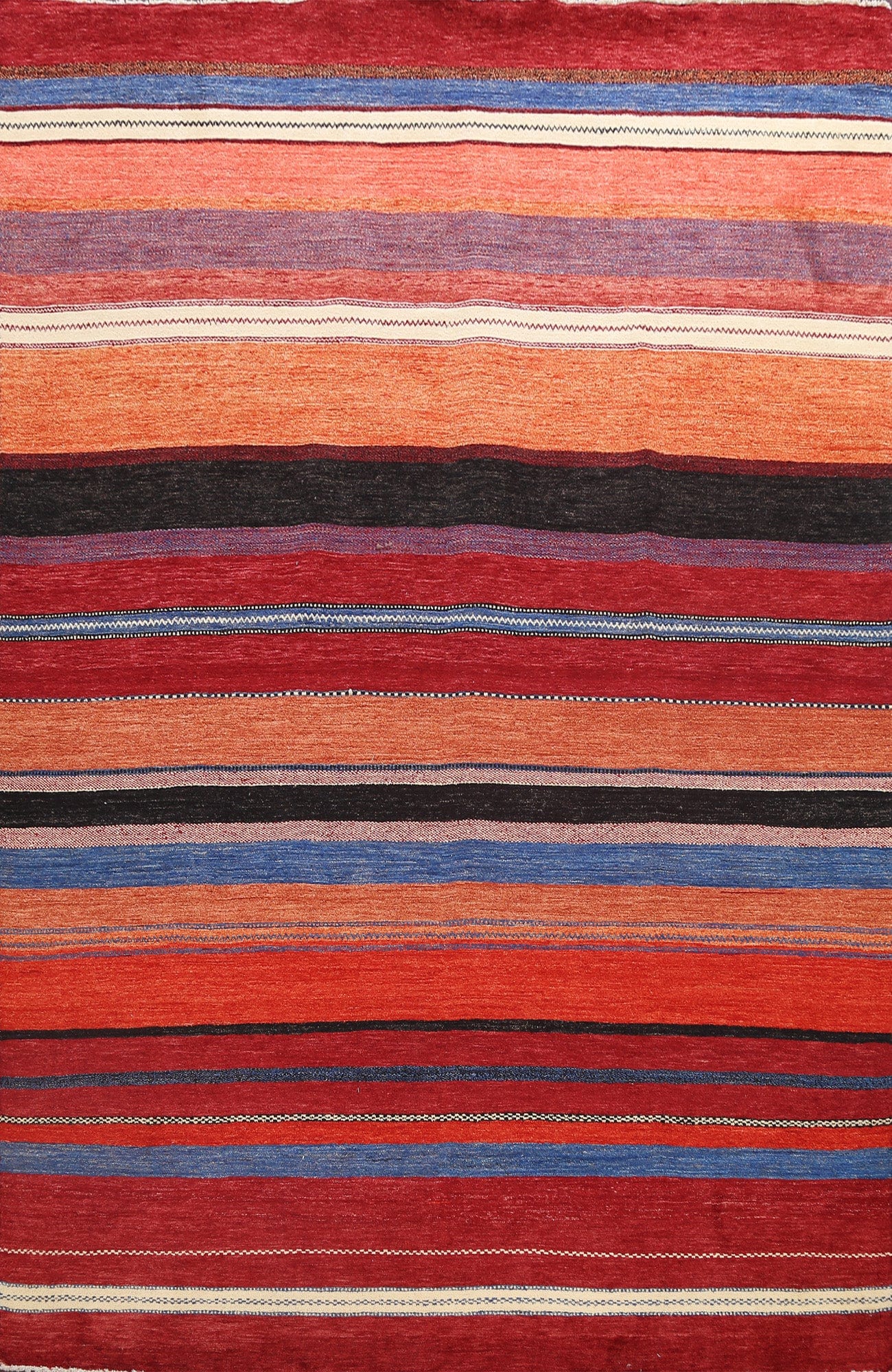 Modern Stripe Gabbeh Kashkoli Oriental Area Rug 8x10