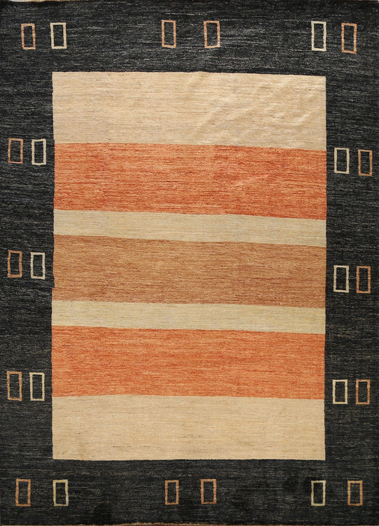 Modern Stripe Gabbeh Kashkoli Oriental Area Rug 8x9