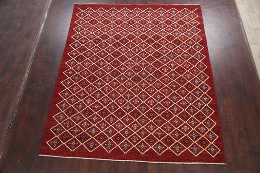 Modern Geometric Gabbeh Kashkoli Oriental Area Rug 8x10