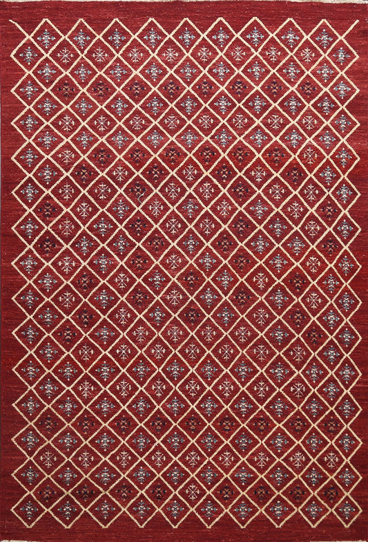 Modern Geometric Gabbeh Kashkoli Oriental Area Rug 8x10