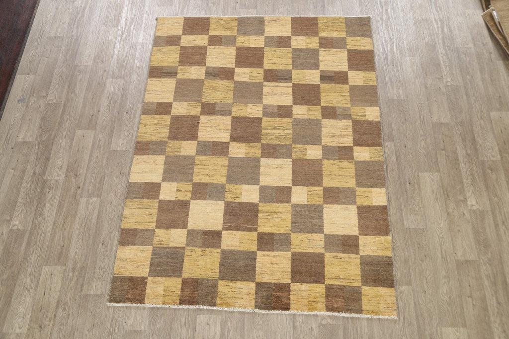 Checkered Gabbeh Kashkoli Oriental Area Rug 6x8