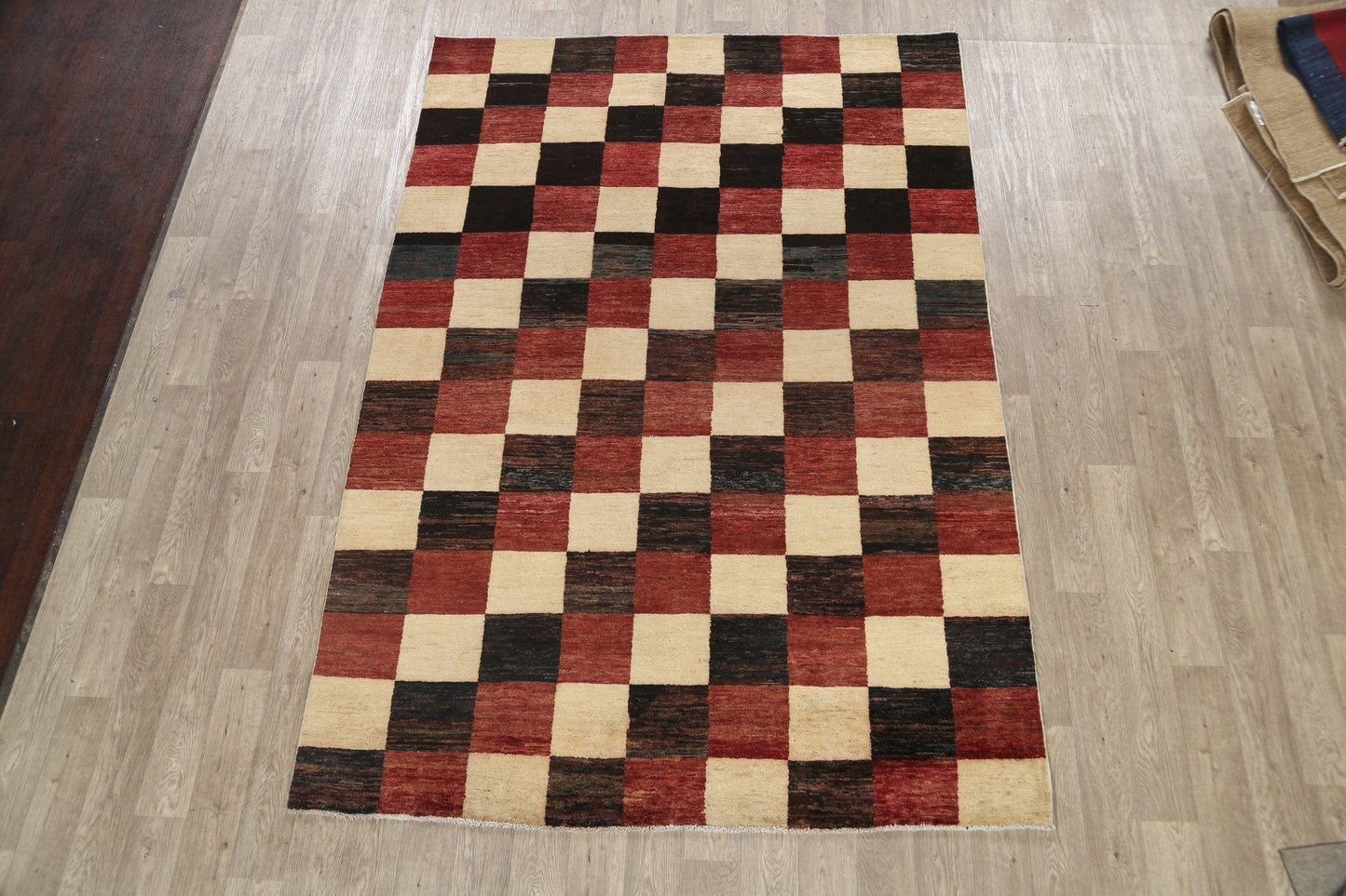 Checkered Gabbeh Kashkoli Oriental Area Rug 6x9