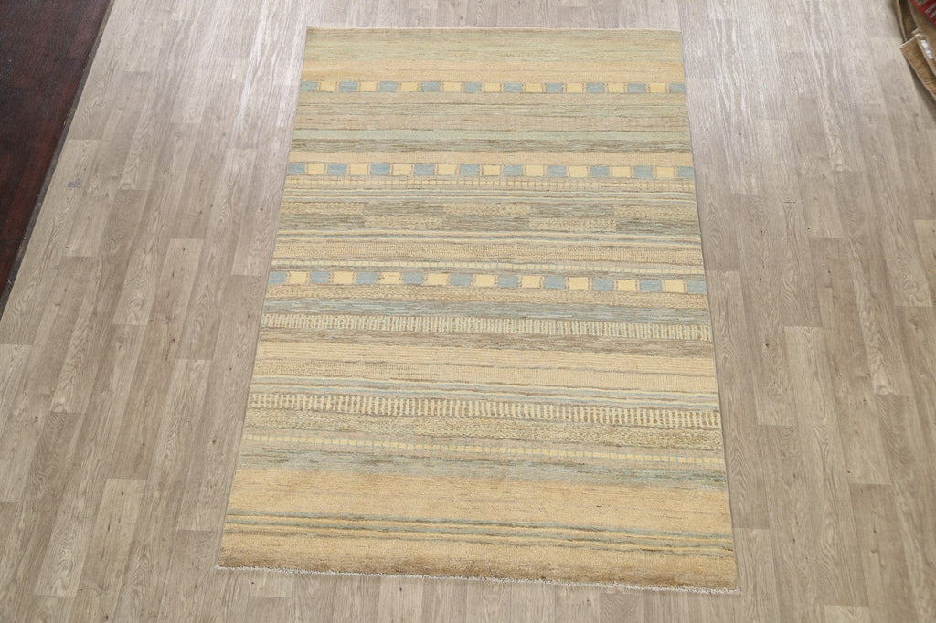 Modern Gabbeh Kashkoli Oriental Area Rug 6x8