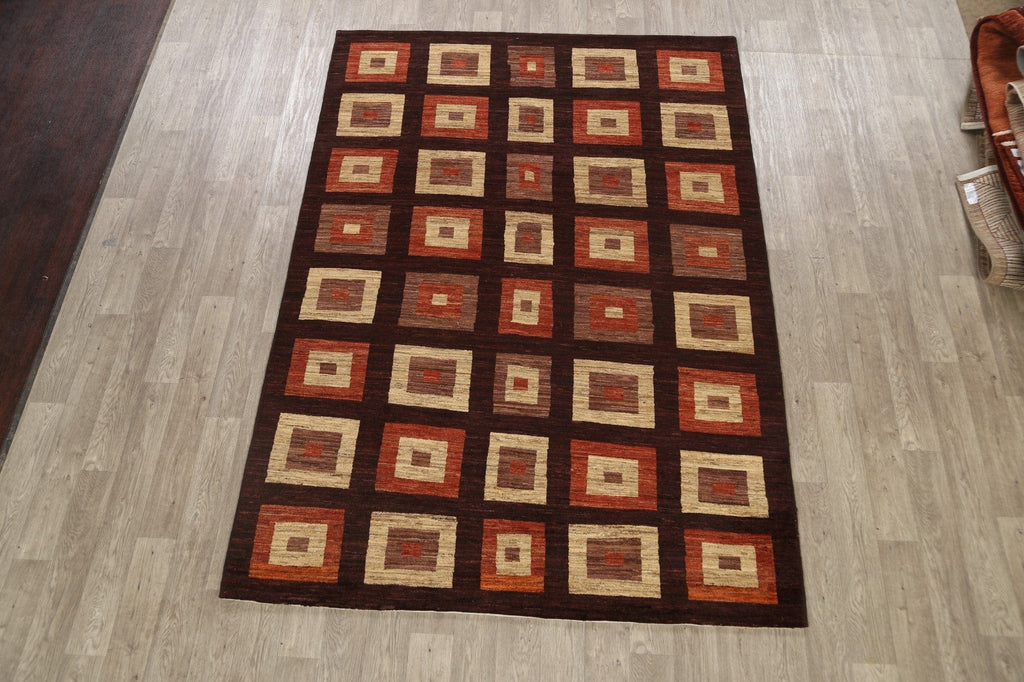 Checkered Gabbeh Kashkoli Oriental Area Rug 6x9