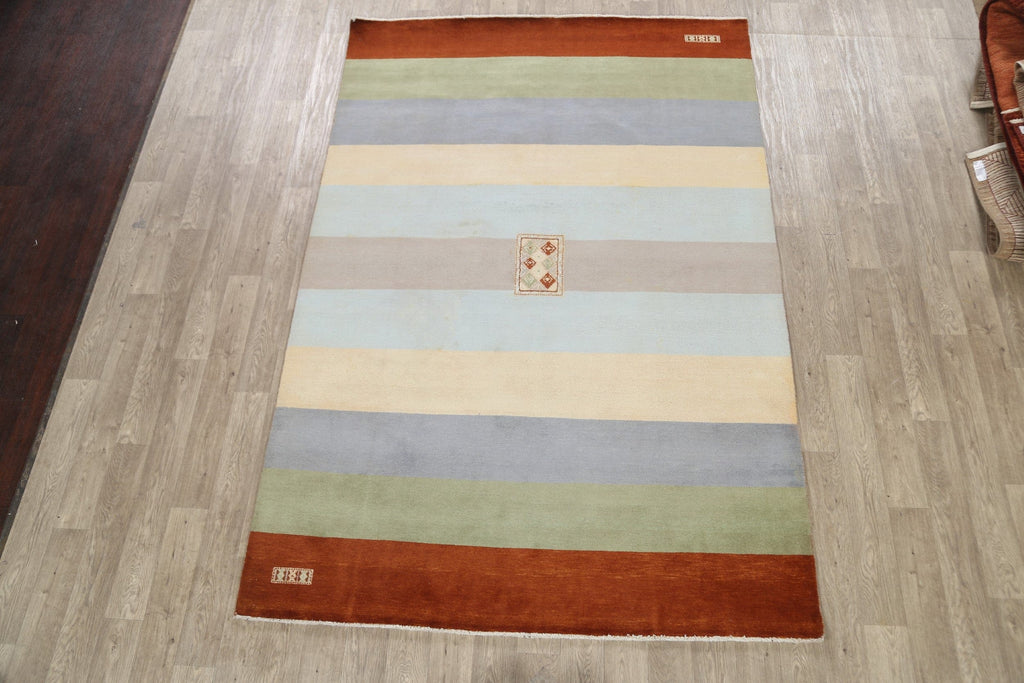 Modern Stripe Gabbeh Kashkoli Oriental Area Rug 7x10