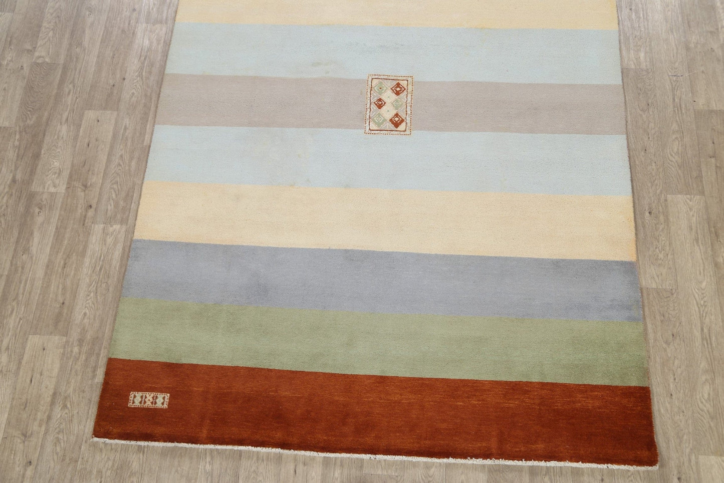 Modern Stripe Gabbeh Kashkoli Oriental Area Rug 7x10