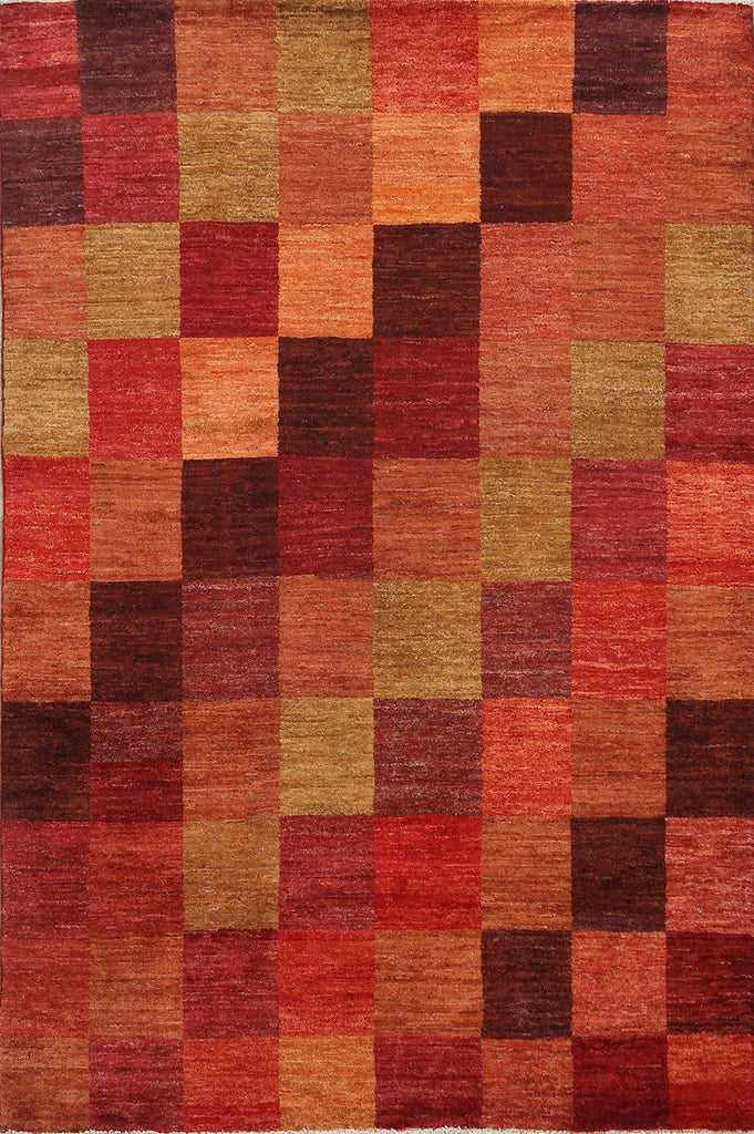 Checkered Gabbeh Kashkoli Oriental Area Rug 5x6