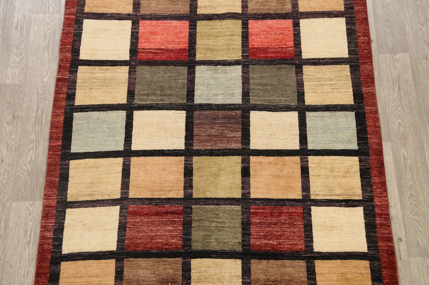 Checkered Gabbeh Kashkoli Oriental Area Rug 5x6