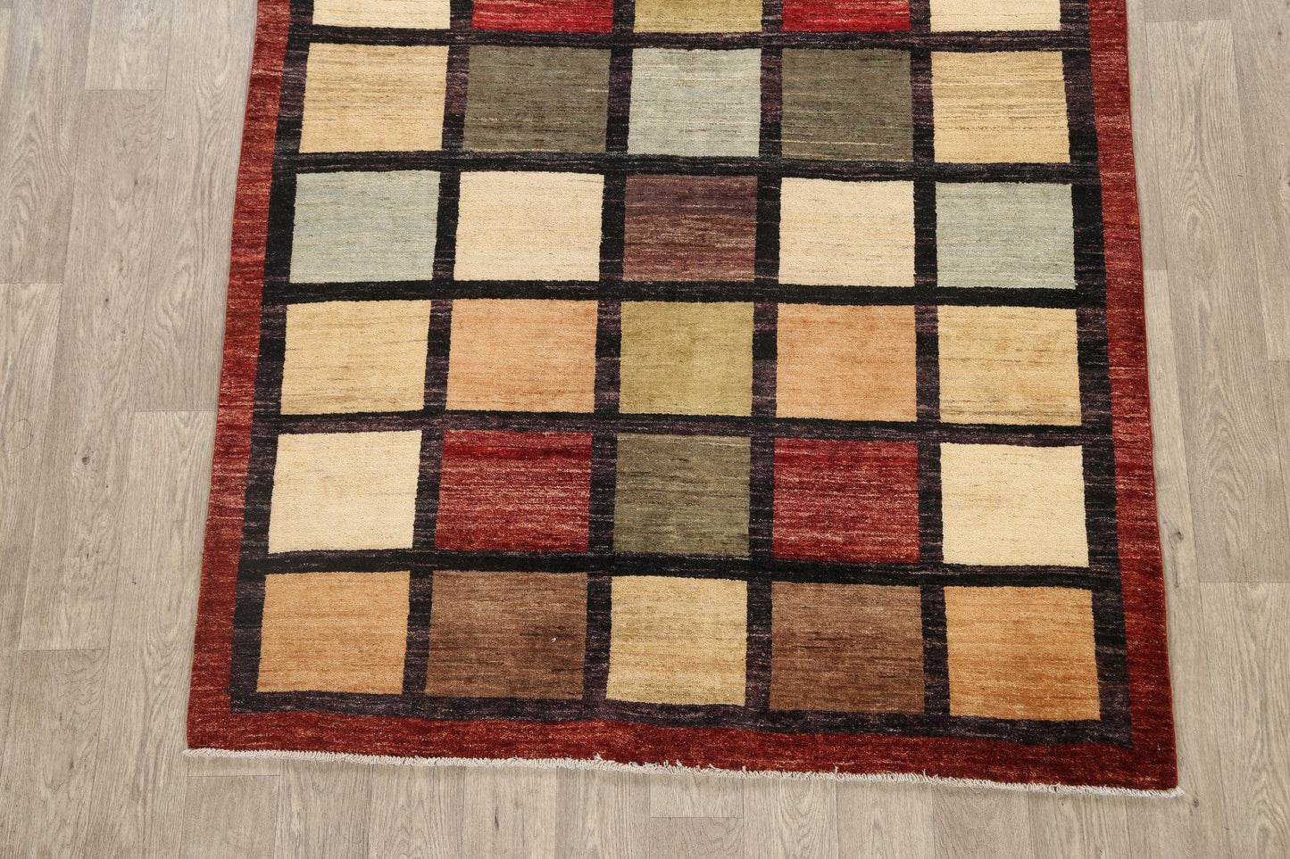 Checkered Gabbeh Kashkoli Oriental Area Rug 5x6