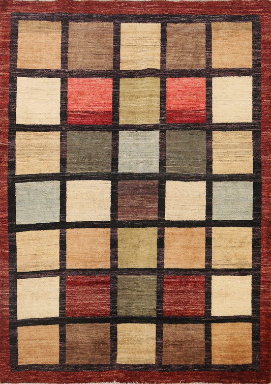 Checkered Gabbeh Kashkoli Oriental Area Rug 5x6