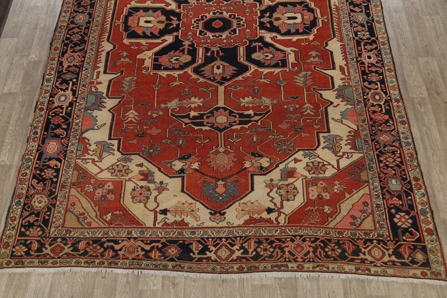 Pre-1900 Antique Vegetable Dye Heriz Serapi Persian Rug 10x15