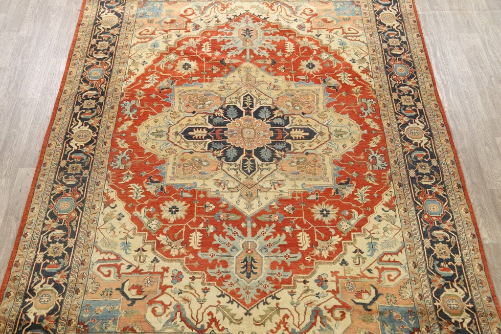 Vegetable Dye Floral Heriz Serapi Oriental Area Rug 9x12