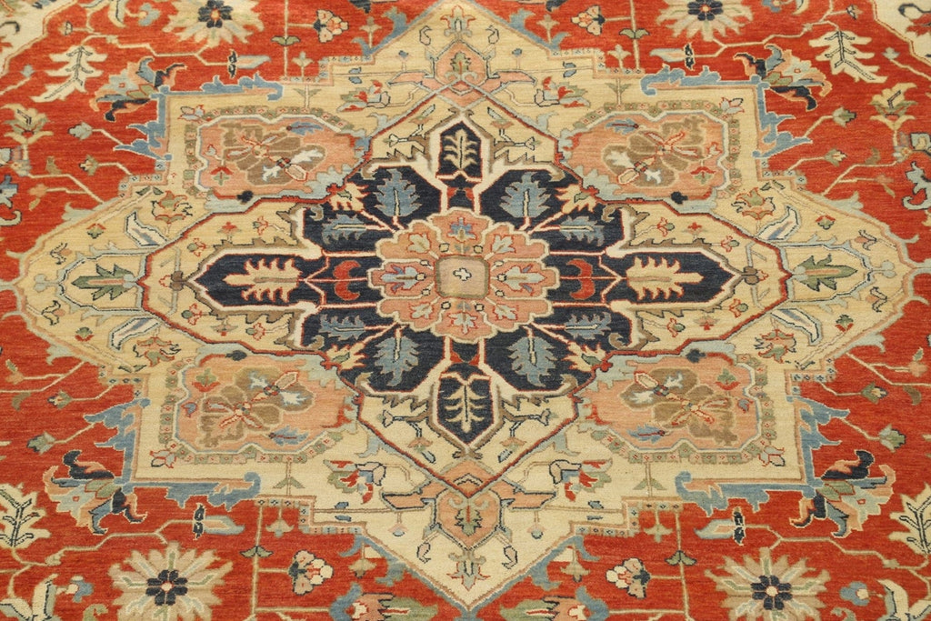 Vegetable Dye Floral Heriz Serapi Oriental Area Rug 9x12