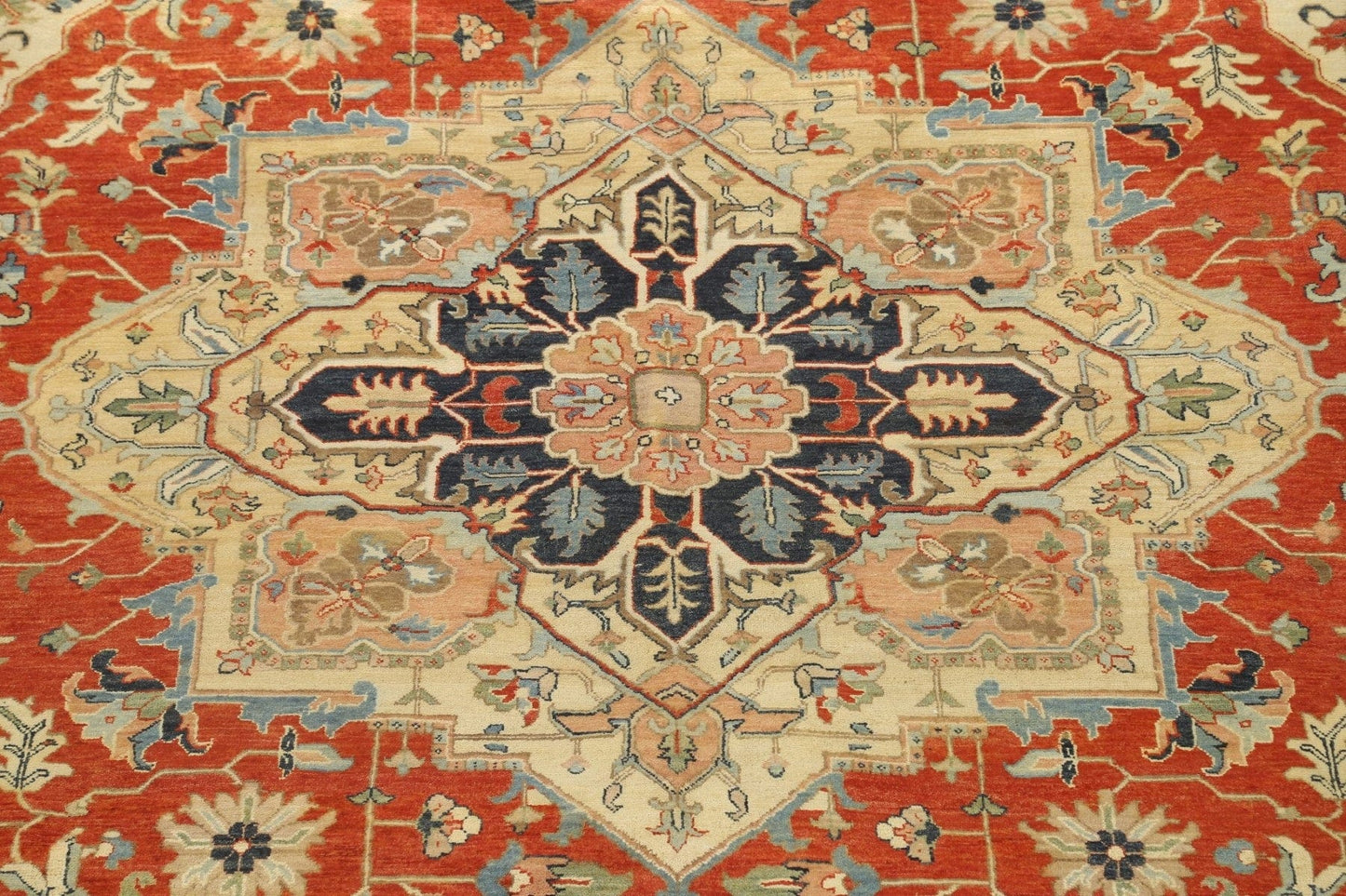 Vegetable Dye Floral Heriz Serapi Oriental Area Rug 9x12