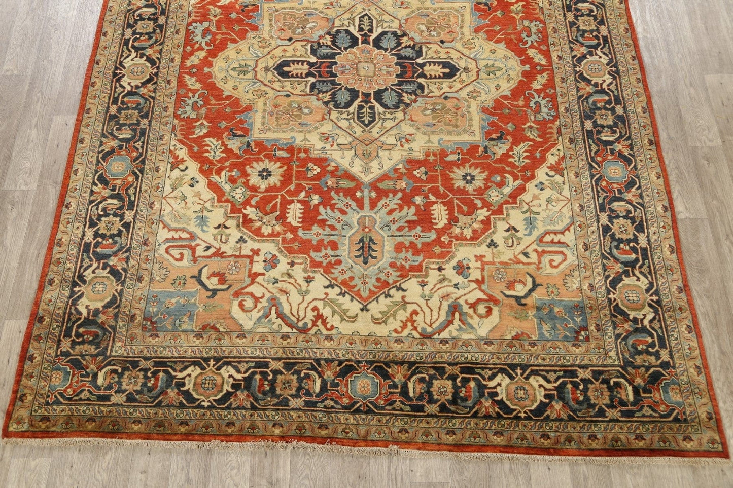 Vegetable Dye Floral Heriz Serapi Oriental Area Rug 9x12