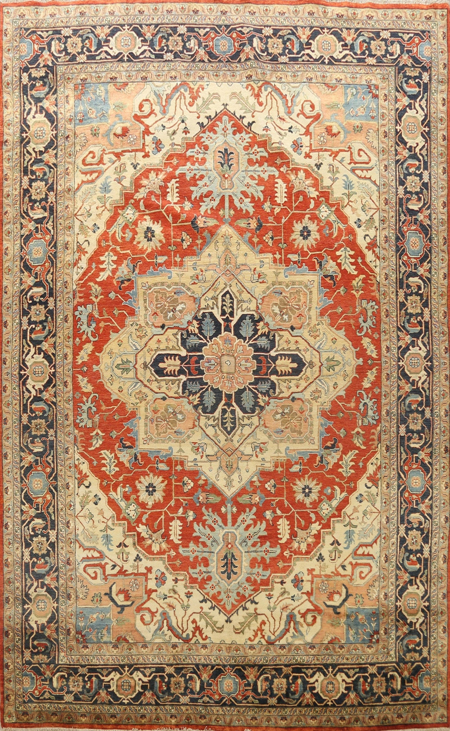 Vegetable Dye Floral Heriz Serapi Oriental Area Rug 9x12