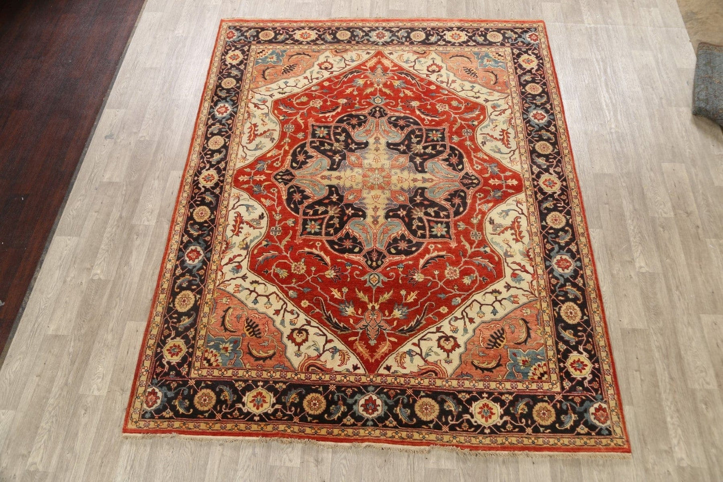 Vegetable Dye Floral Heriz Serapi Oriental Area Rug 8x10