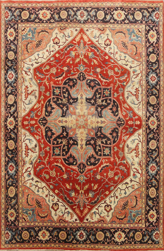 Vegetable Dye Floral Heriz Serapi Oriental Area Rug 8x10