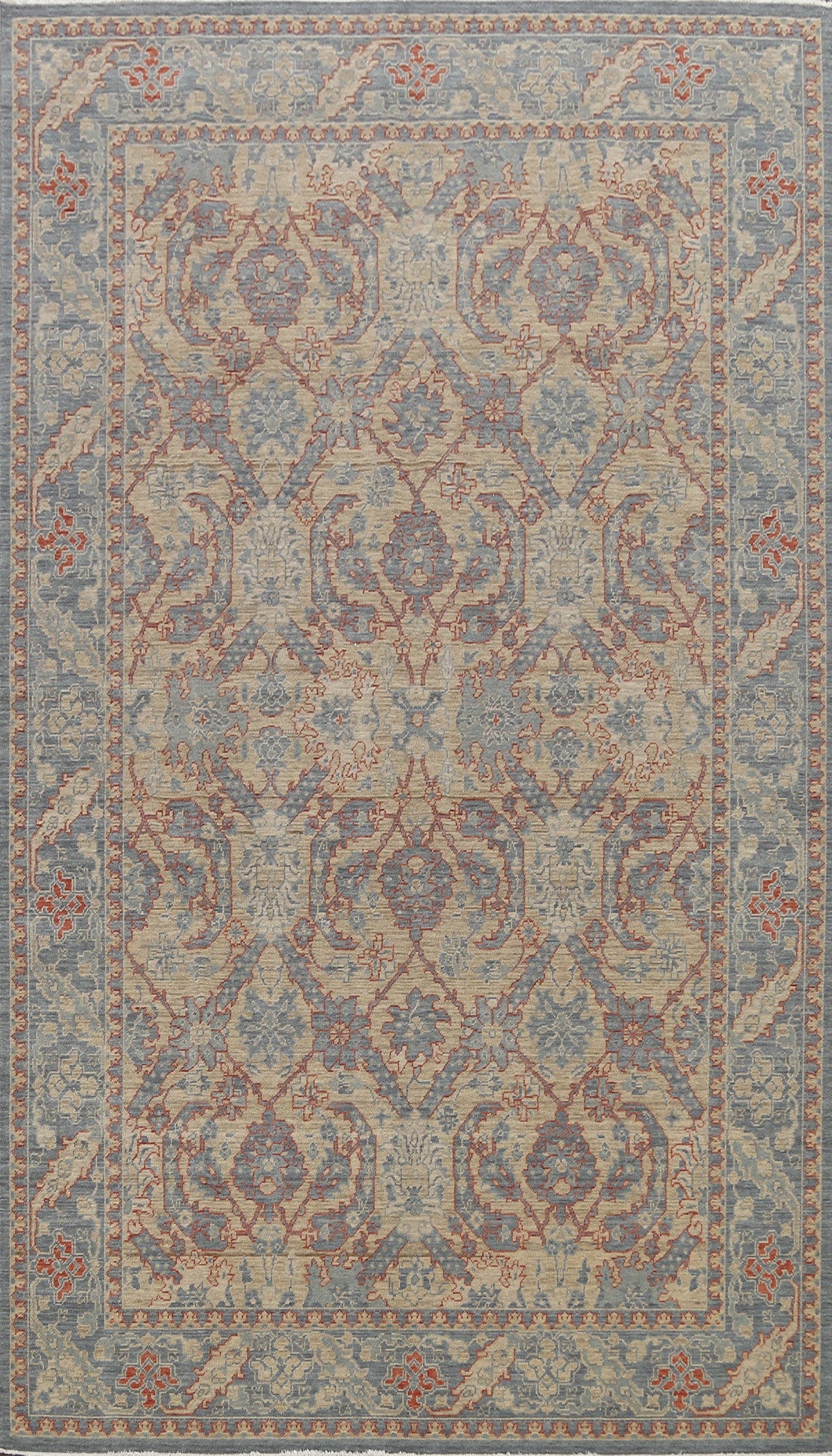 Silver Washed Ziegler Turkish Area Rug 7x10