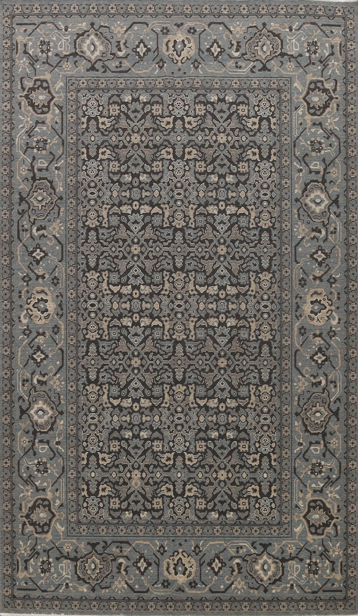 Silver Washed Ziegler Turkish Area Rug 7x10