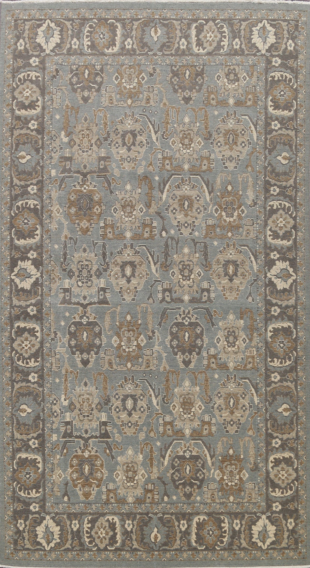 Silver Washed Ziegler Turkish Area Rug 7x10