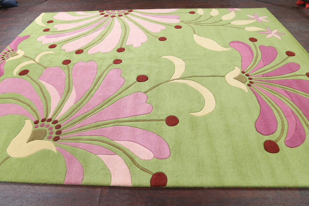 Transitional Floral Green Oriental Area Rug 8x10