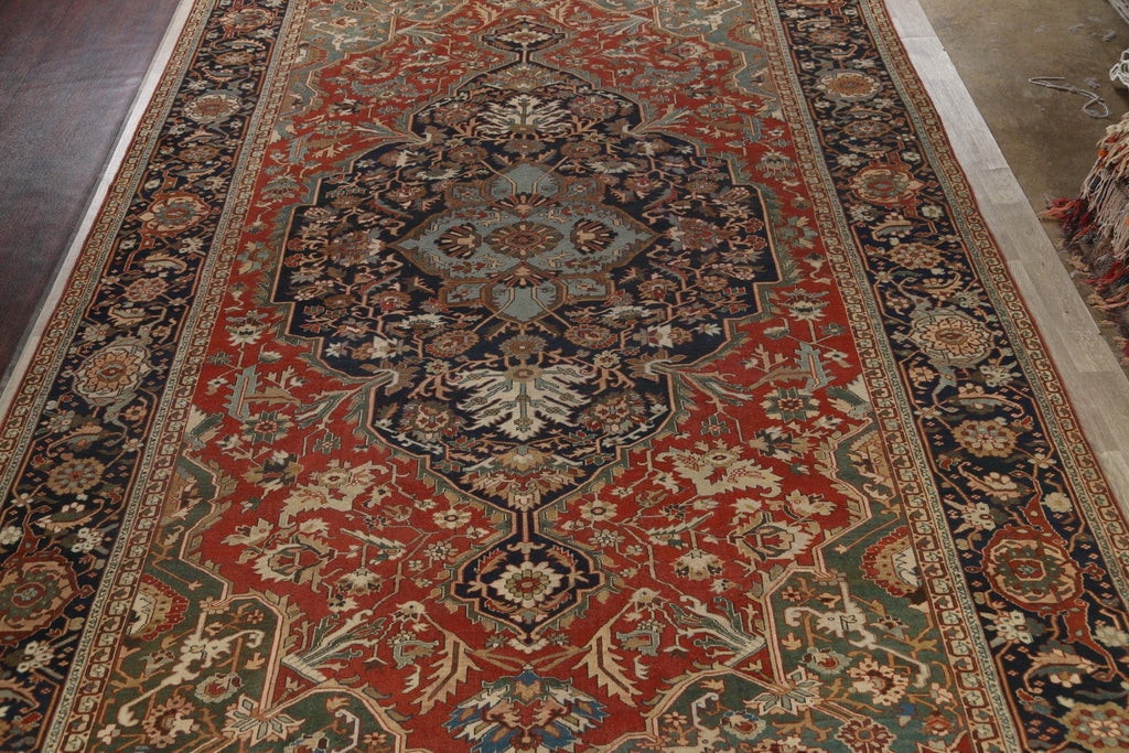 Pre-1900 Antique Vegetable Dye Heriz Serapi Persian Rug 12x19