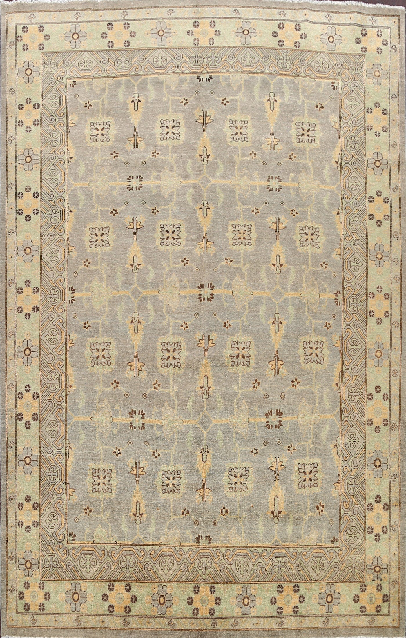 Geometric Khotan Oriental Area Rug 9x11