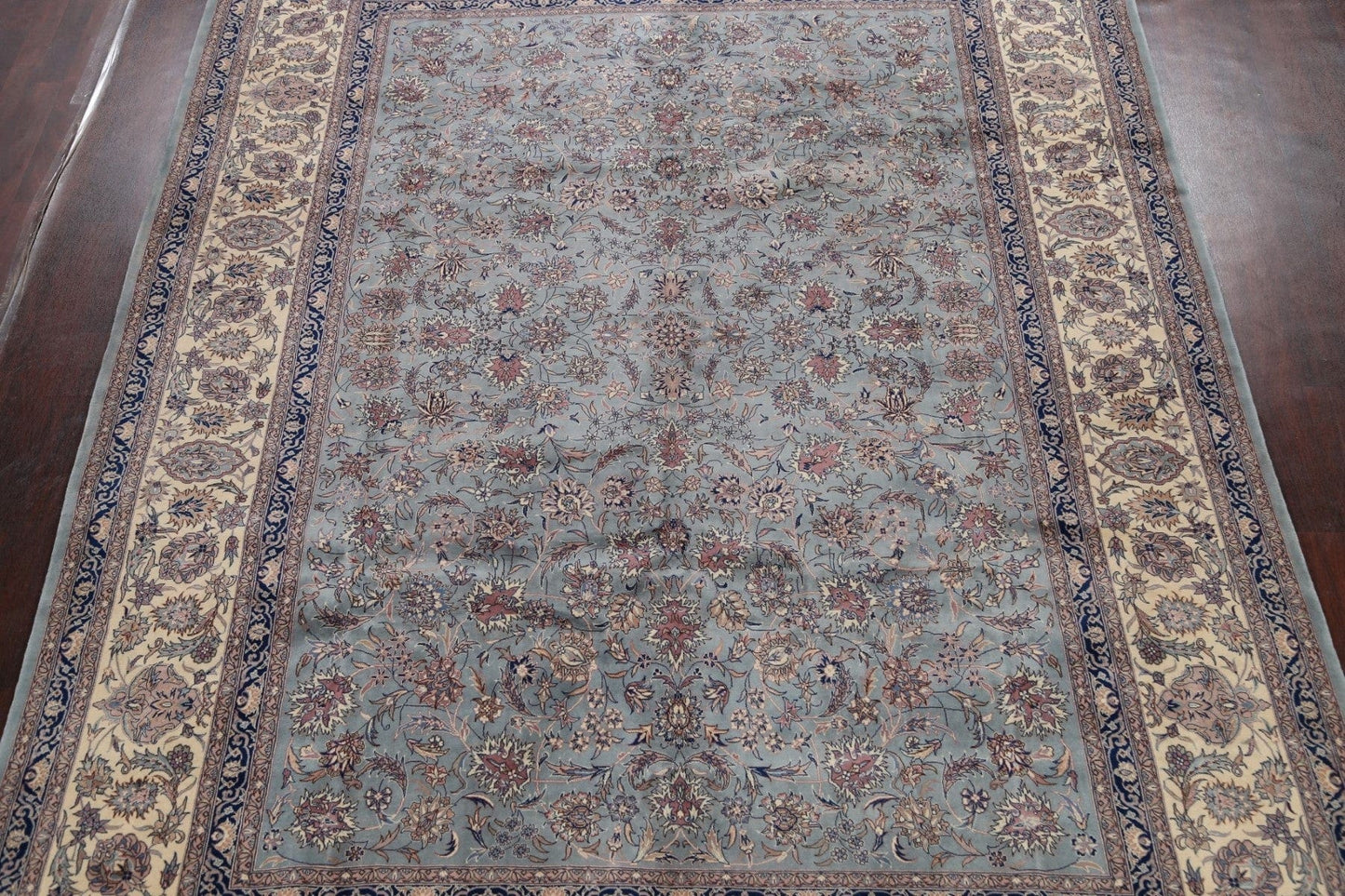 Vegetable Dye Floral Kashan Oriental Area Rug 9x13