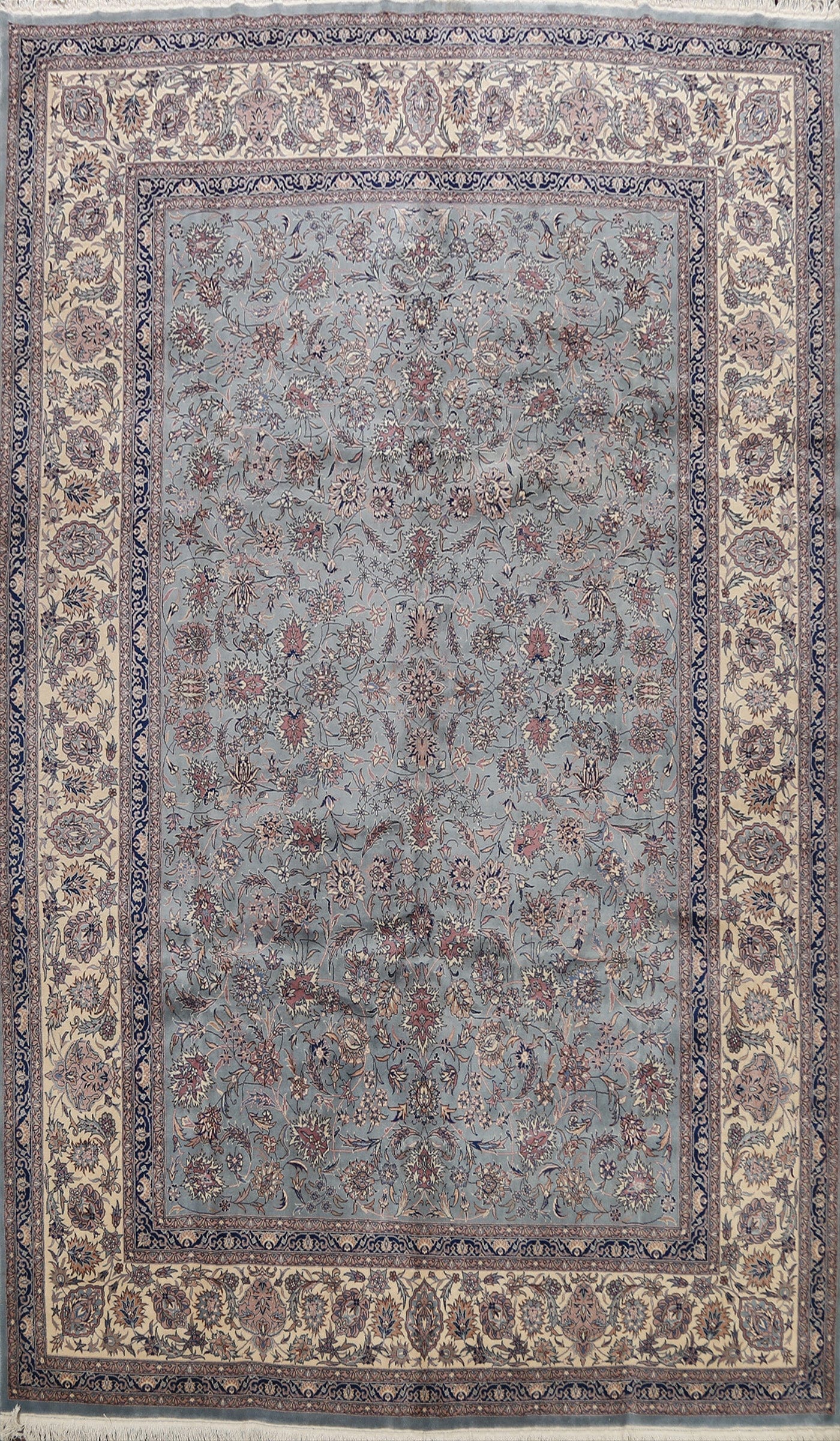 Vegetable Dye Floral Kashan Oriental Area Rug 9x13