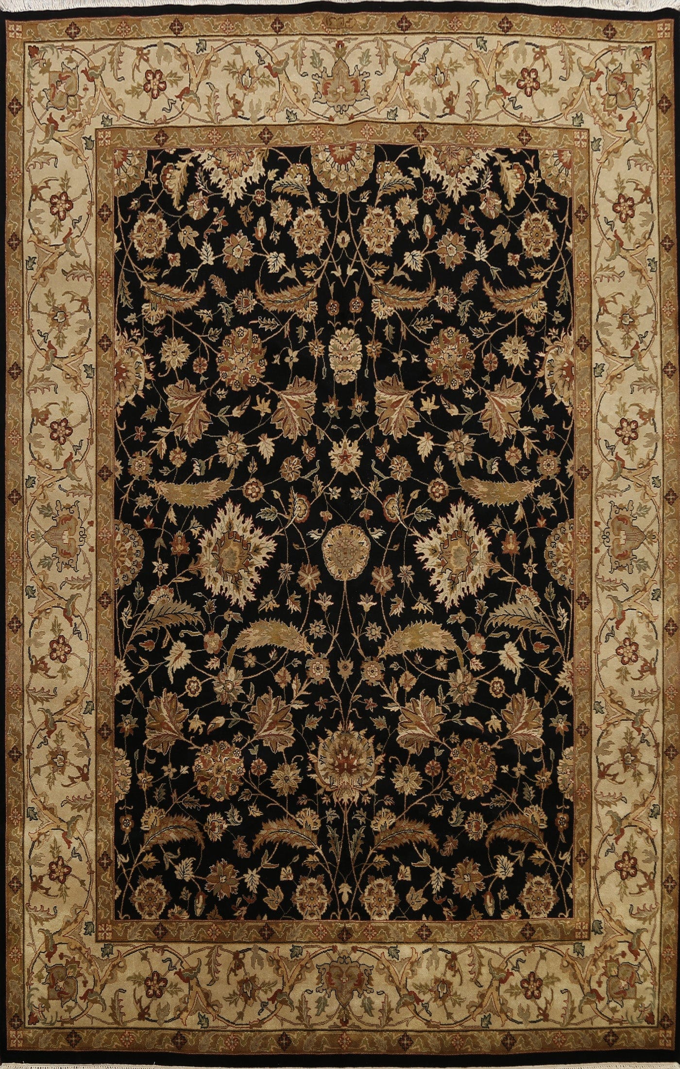 Vegetable Dye Floral Agra Oriental Area Rug 8x10 FINE