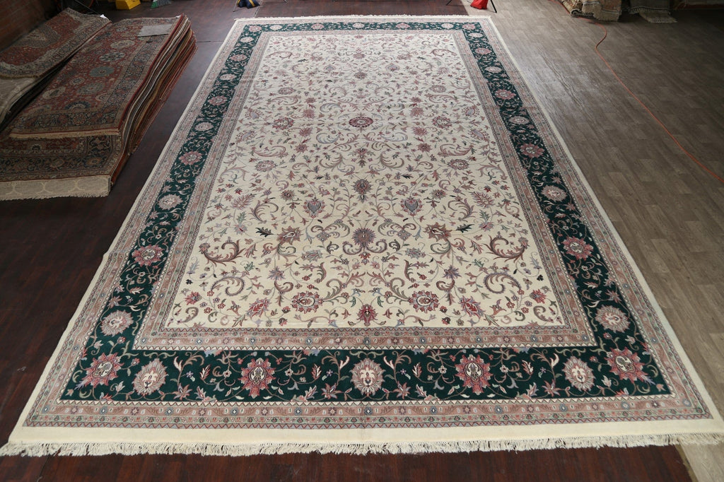 Vegetable Dye Floral Kashan Oriental Area Rug 14x24