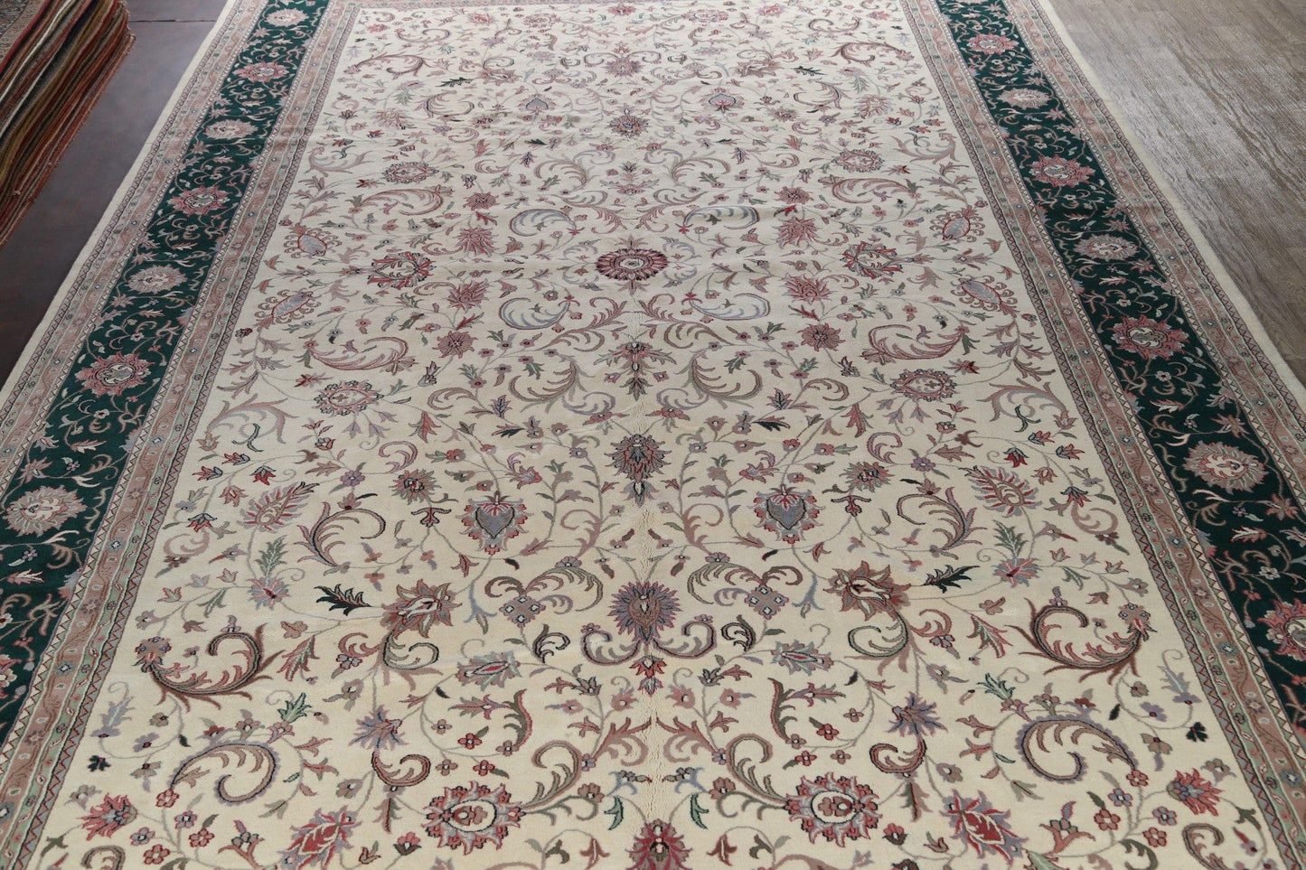 Vegetable Dye Floral Kashan Oriental Area Rug 14x24