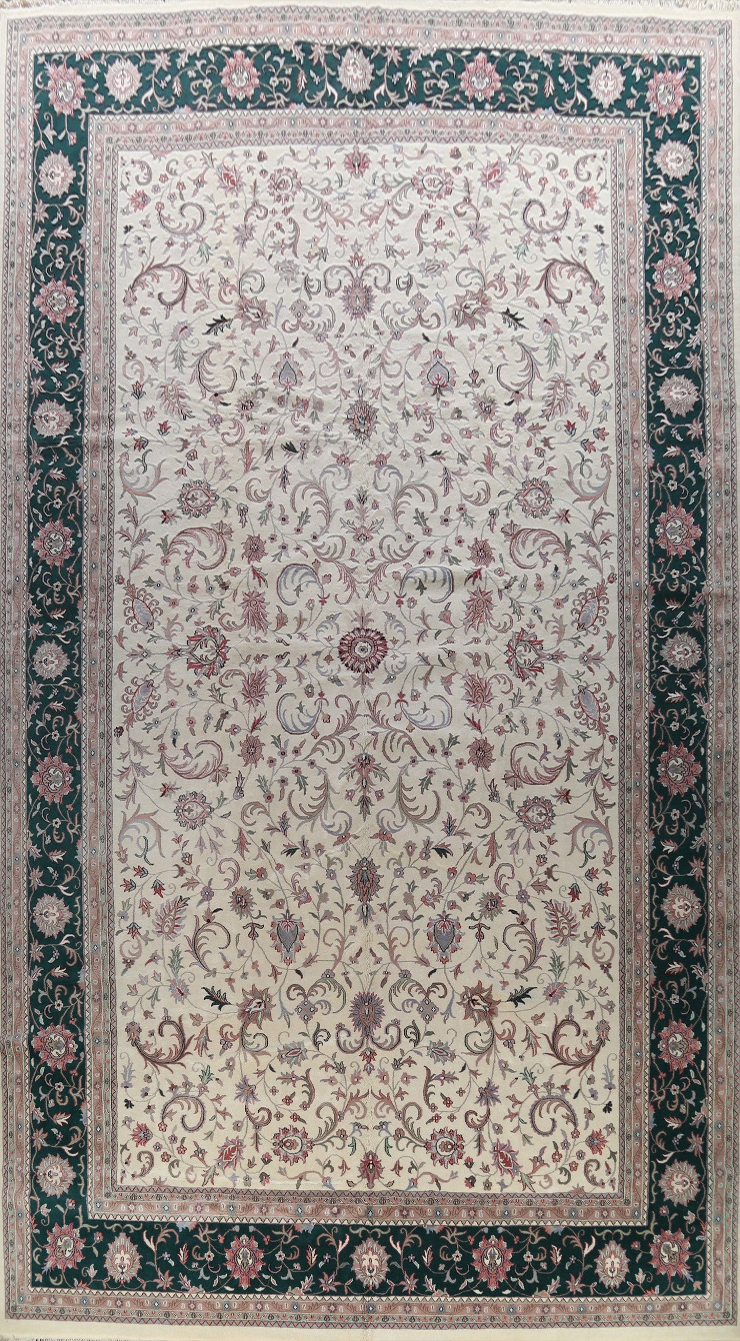 Vegetable Dye Floral Kashan Oriental Area Rug 14x24