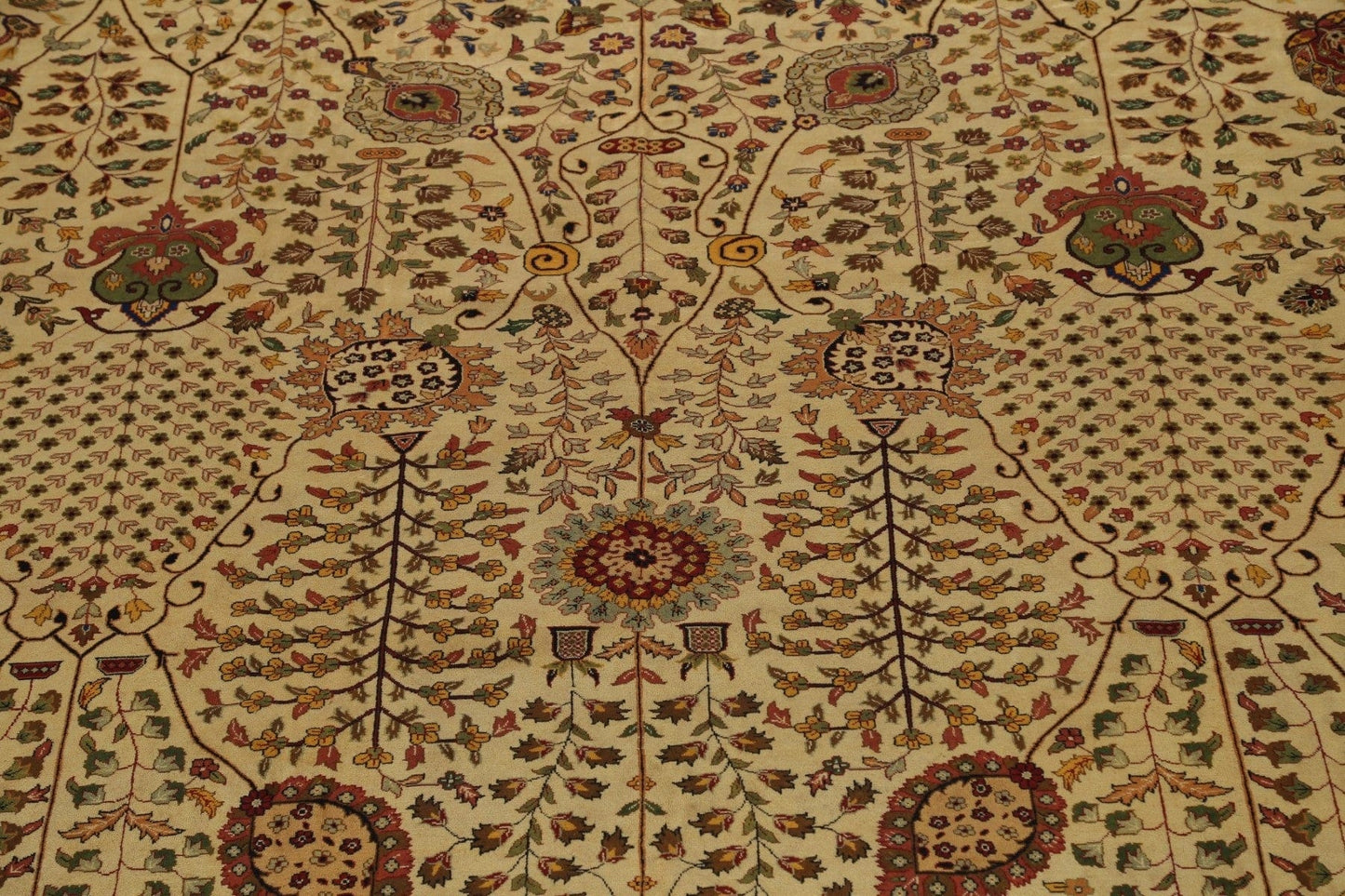 Vegetable Dye Floral Agra Oriental Area Rug 12x19