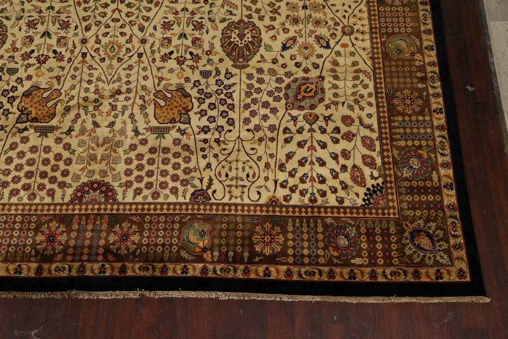 Vegetable Dye Floral Agra Oriental Area Rug 12x19