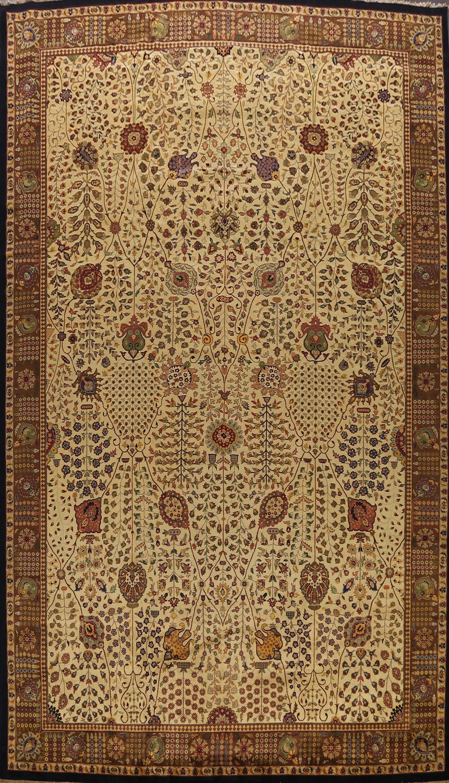 Vegetable Dye Floral Agra Oriental Area Rug 12x19