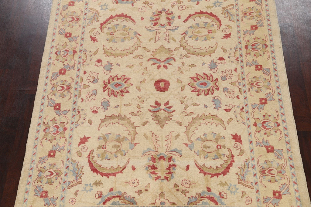 Vegetable Dye Floral Oushak Turkish Area Rug 6x9