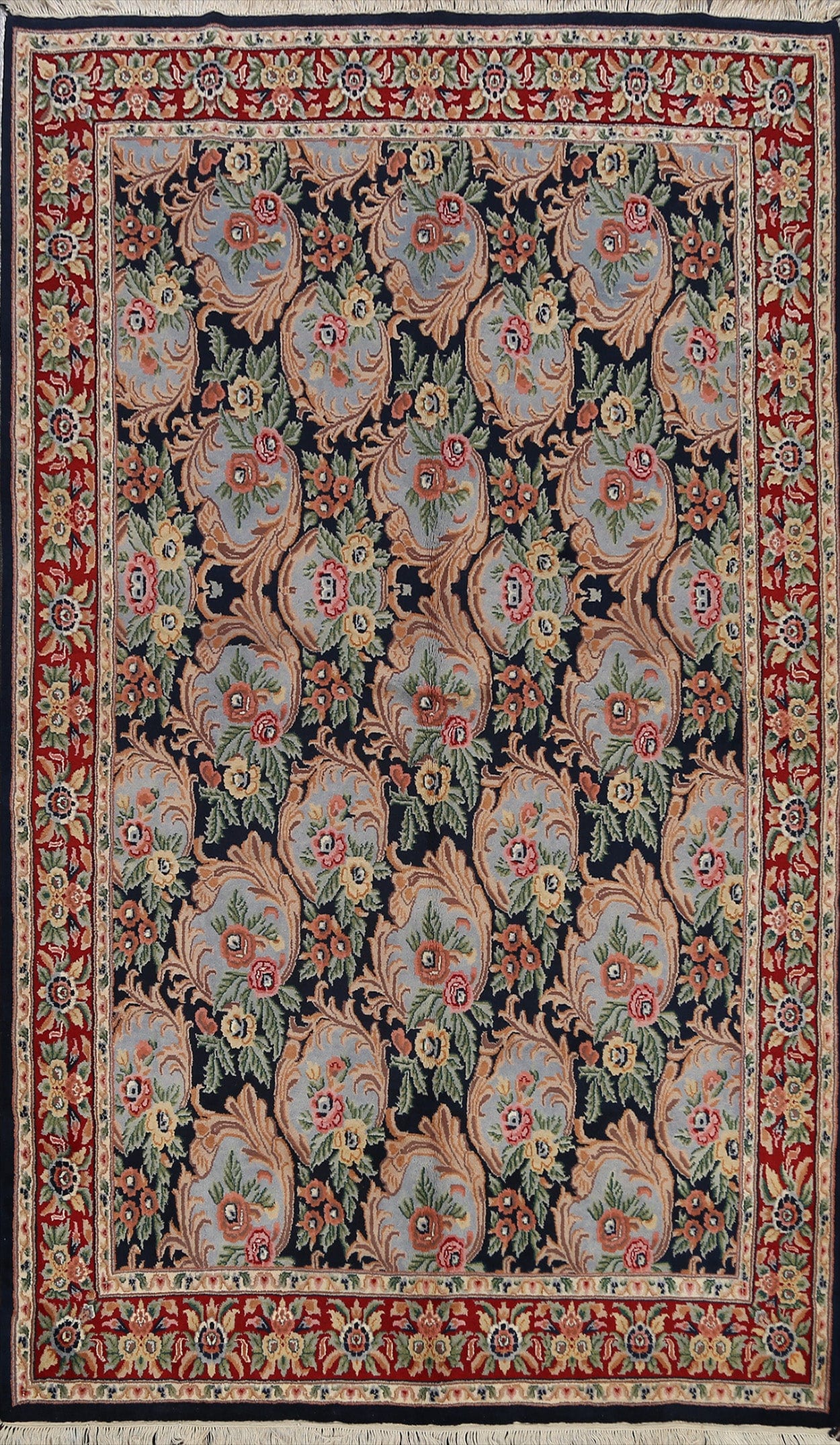 Vegetable Dye Floral Aubusson Oriental Area Rug 6x9