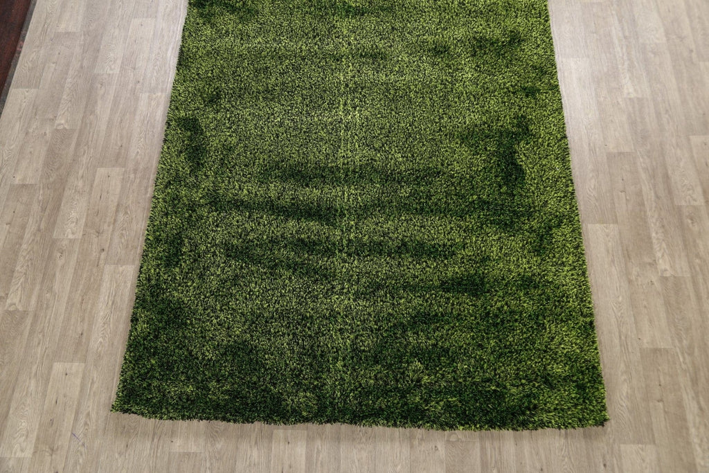 Grass Green Shaggy Oriental Area Rug 7x10