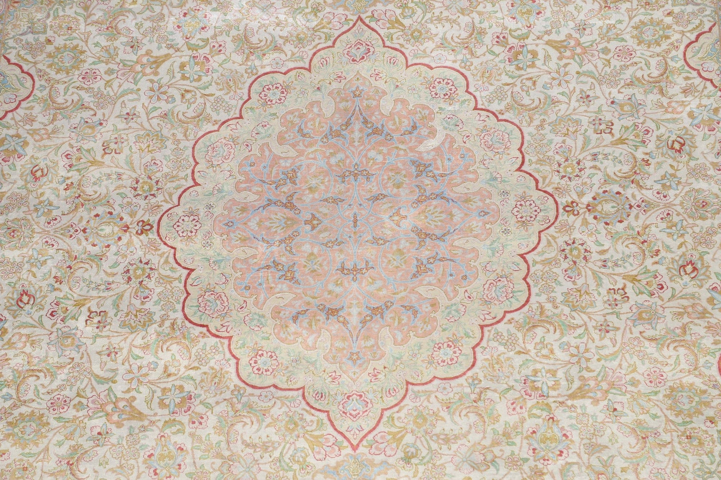 100% Silk Antique Floral Qum Persian Area Rug 6x10