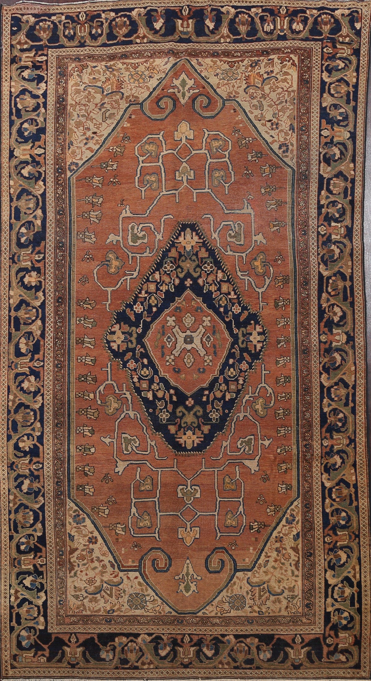 Pre-1900 Antique Vegetable Dye Sarouk Farahan Persian Area Rug 6x10