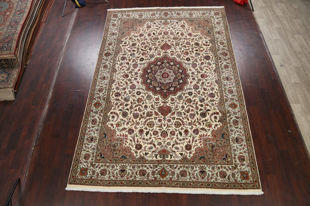 100% Vegetable Dye Floral Tabriz Persian Area Rug 8x12