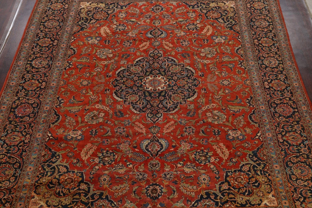 Antique Vegetable Dye Kashan Dabir Persian Area Rug 10x13