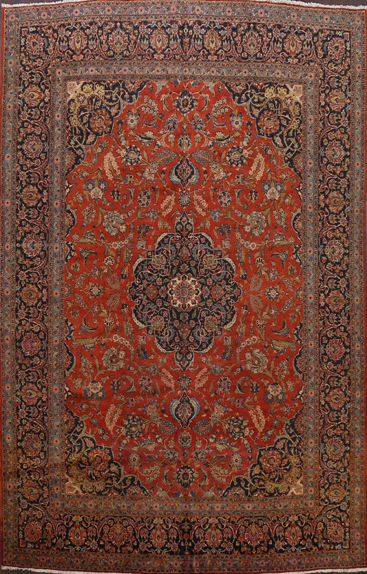 Antique Vegetable Dye Kashan Dabir Persian Area Rug 10x13