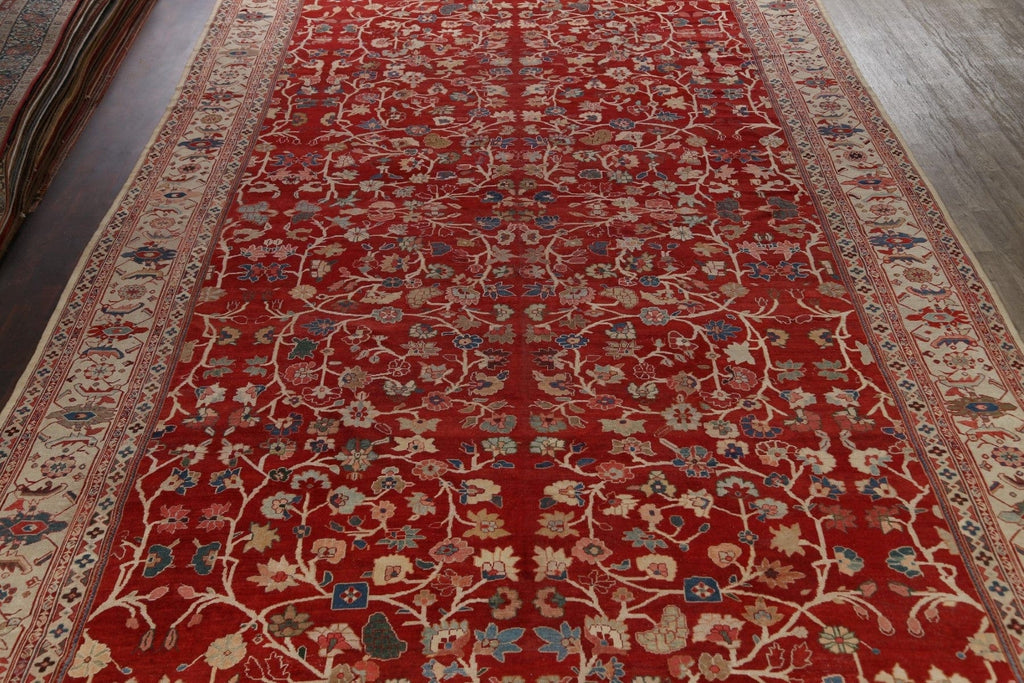 Pre-1900 Antique Vegetable Dye Sultanabad Ziegler Persian Rug 14x24