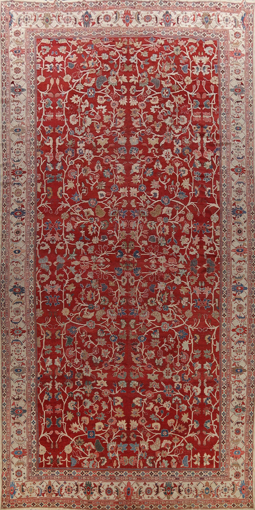 Pre-1900 Antique Vegetable Dye Sultanabad Ziegler Persian Rug 14x24