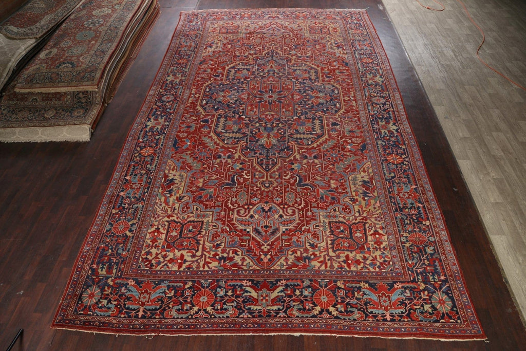 Antique 100% Vegetable Dye Heriz Serapi Persian Area Rug 11x20