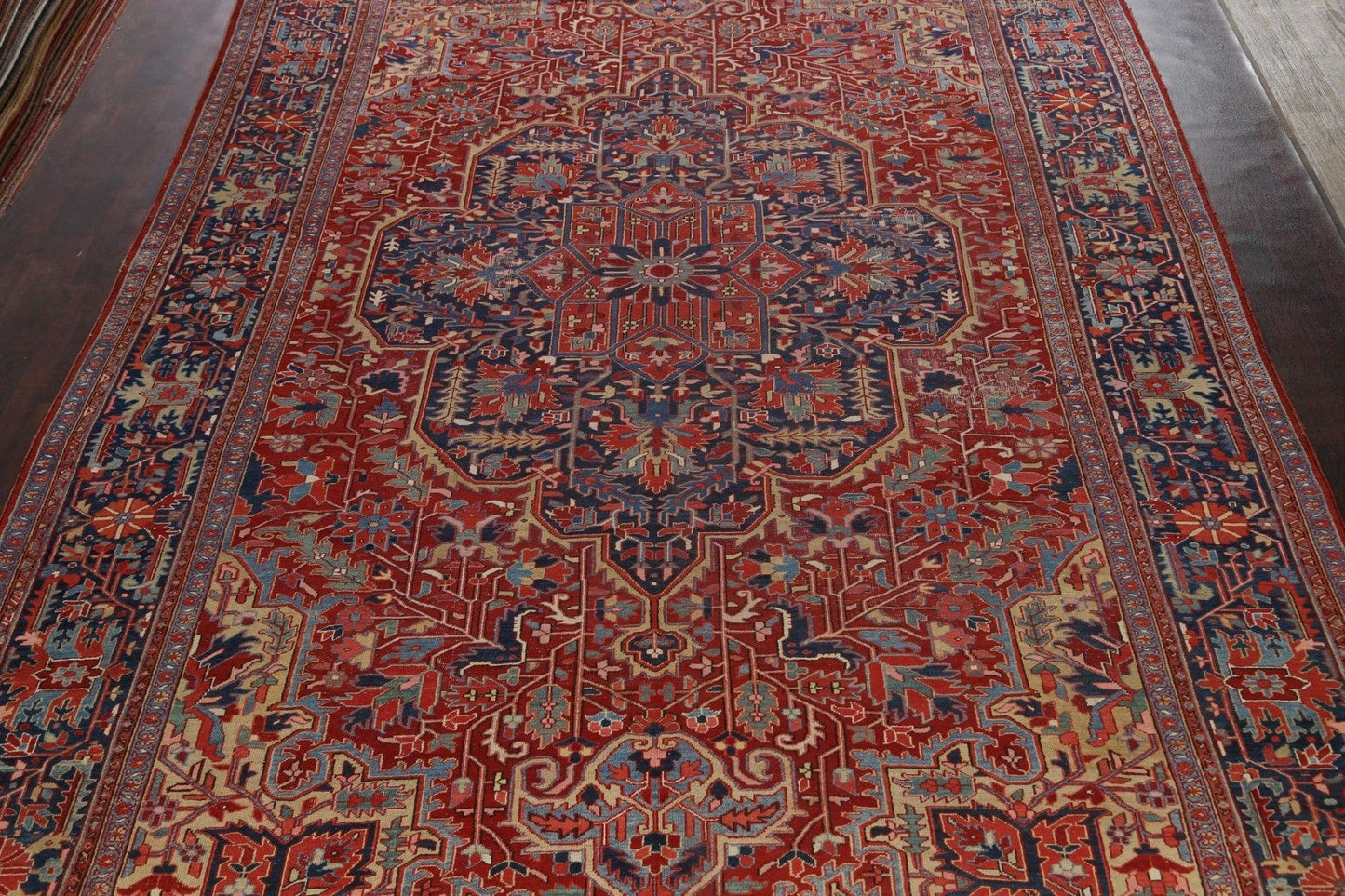 Antique 100% Vegetable Dye Heriz Serapi Persian Area Rug 11x20